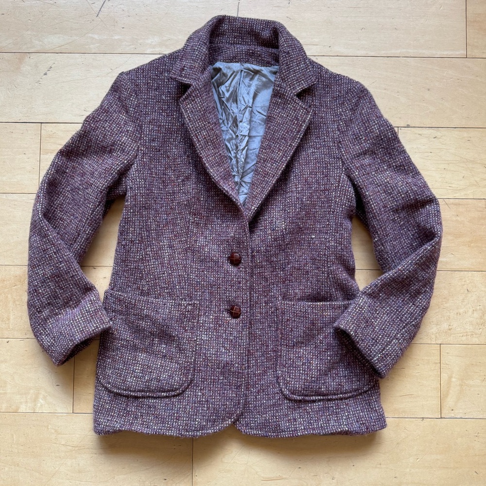 Vintage Fitz Women Tweed Wool Made in USA Union‎ Tag Blazer Jacket, no size tag